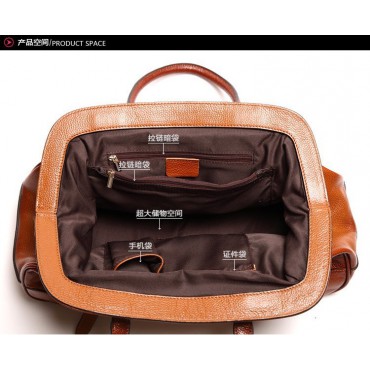 Genuine Leather Tote Bag Brown 75576