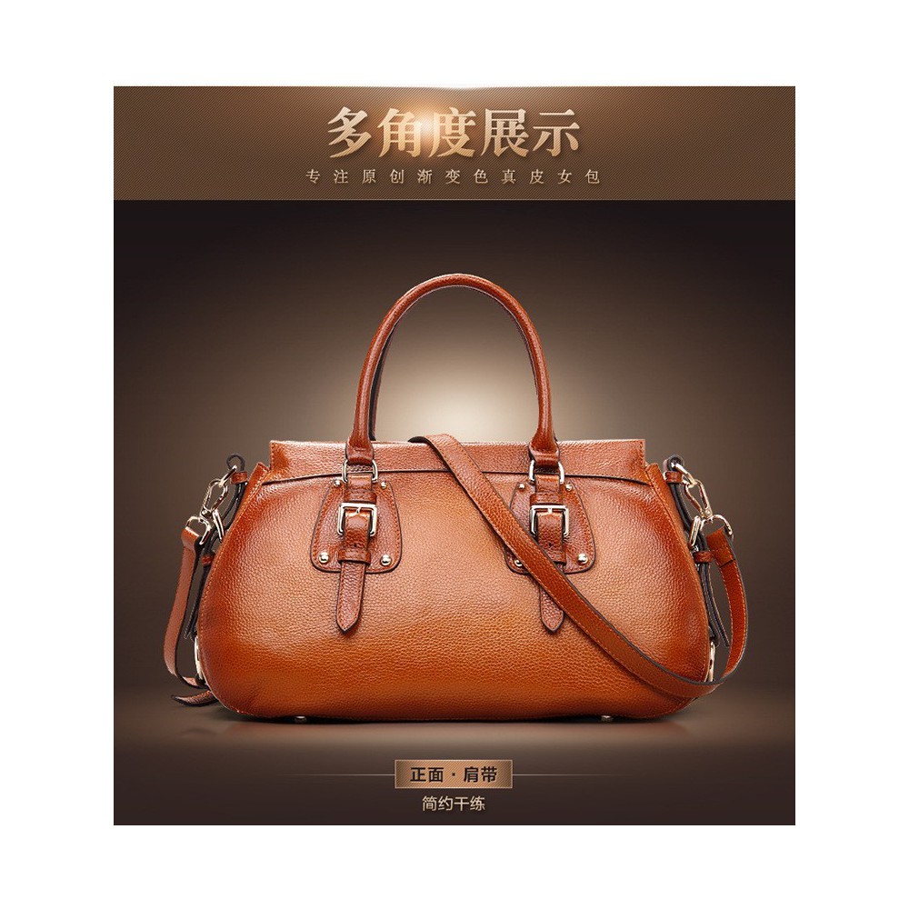 Genuine Leather Tote Bag Brown 75578