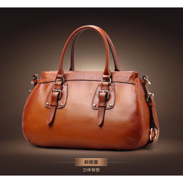 Genuine Leather Tote Bag Brown 75578