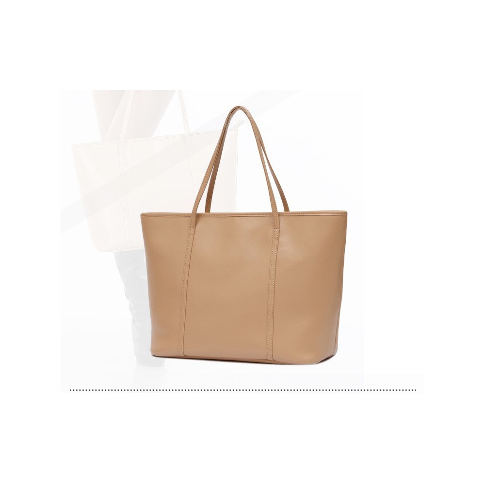 Genuine Leather Tote Bag Apricot 75579