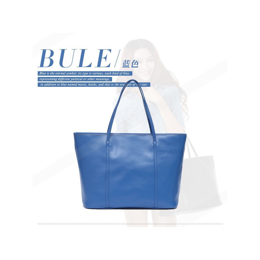 Sac à main cabas en cuir Bleu 75579