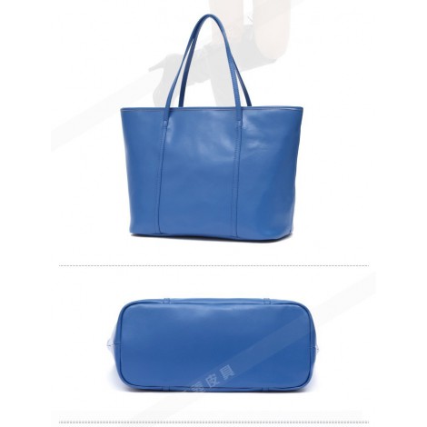 Genuine Leather Tote Bag Blue 75579