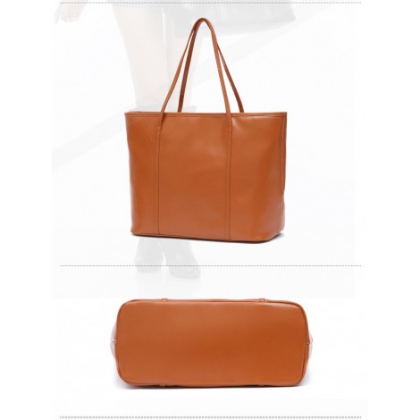 Genuine Leather Tote Bag Brown 75579