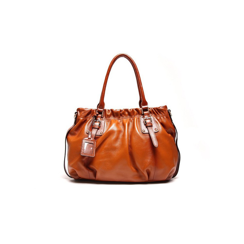 Genuine Leather Tote Bag Brown 75580