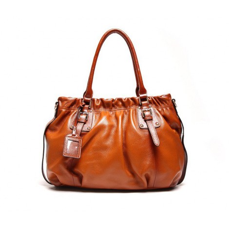 Genuine Leather Tote Bag Brown 75580