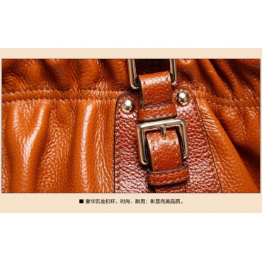 Genuine Leather Tote Bag Brown 75580