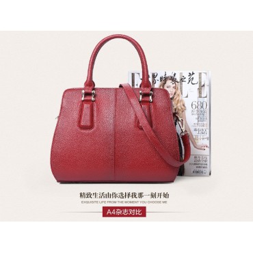 Genuine Leather Tote Bag Dark Red 75582