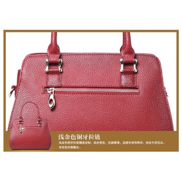 Genuine Leather Tote Bag Dark Red 75582