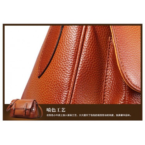 Genuine Leather Tote Bag Brown 75584