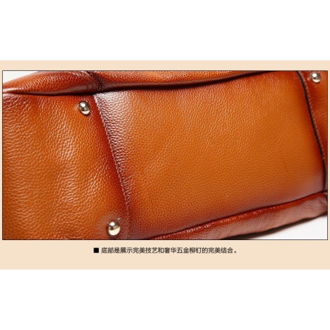 Genuine Leather Tote Bag Brown 75585