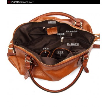 Genuine Leather Tote Bag Brown 75588
