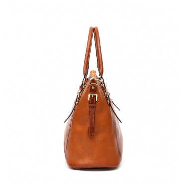 Genuine Leather Tote Bag Brown 75588