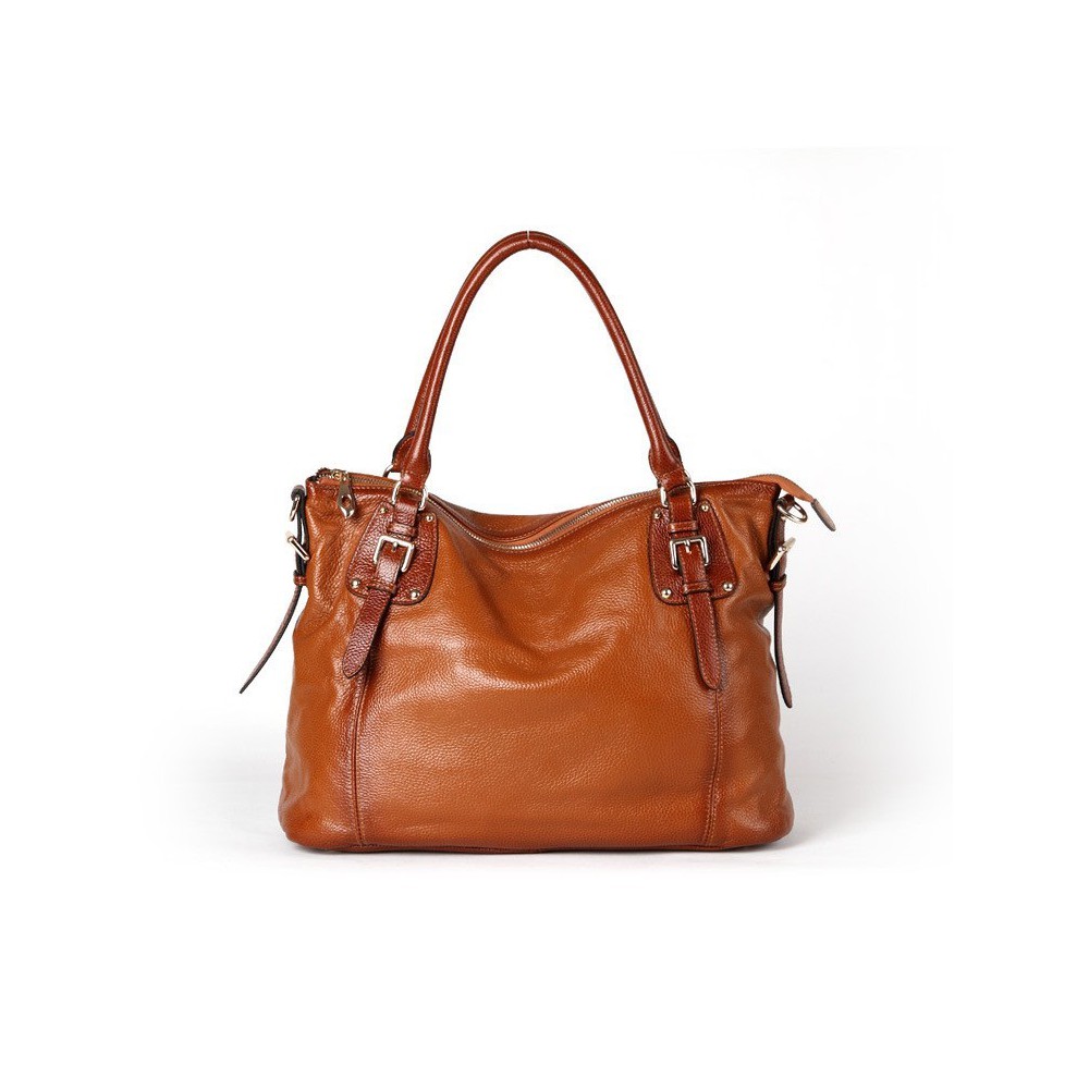 Genuine Leather Tote Bag Brown 75588