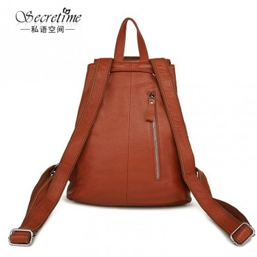 Genuine Leather Backpack Bag Brown 75589