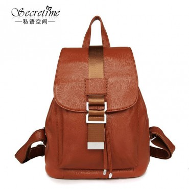 Genuine Leather Backpack Bag Brown 75589