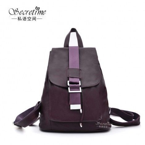 Genuine Leather Backpack Bag Purple 75589