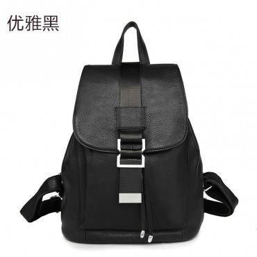 Genuine Leather Backpack Bag Black 75589