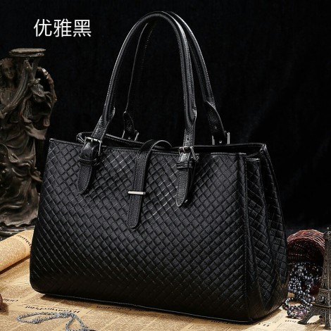 Genuine Leather Tote Bag Black 75590