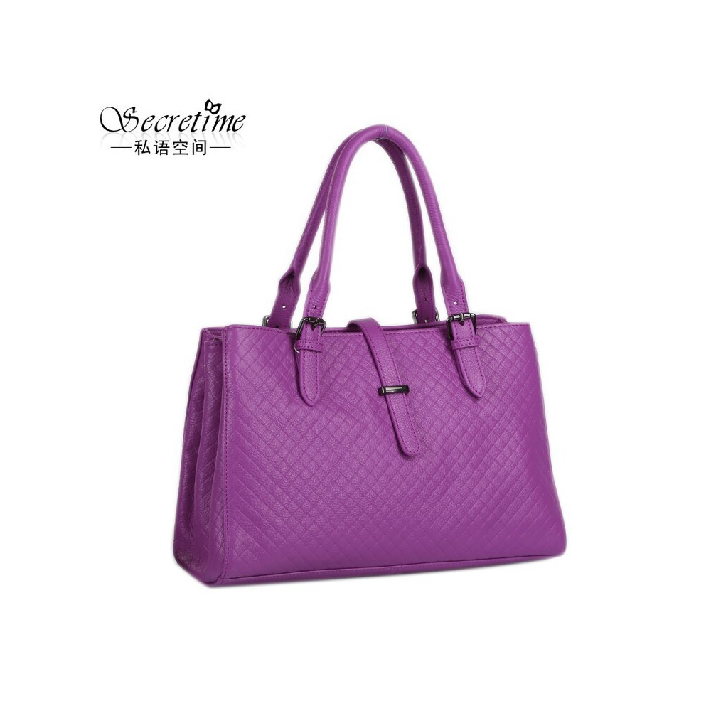 Genuine Leather Tote Bag Purple 75590