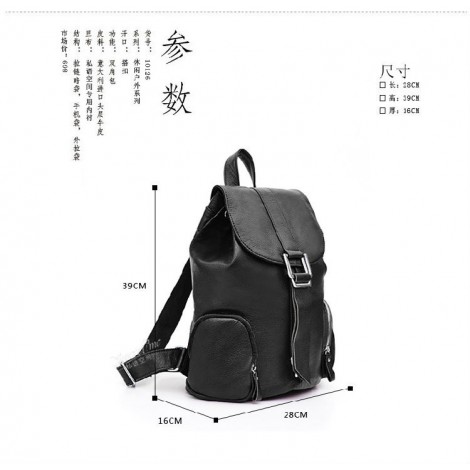 Genuine Leather Backpack Bag Black 75597