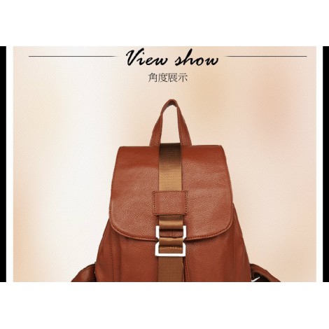 Genuine Leather Backpack Bag Brown 75598