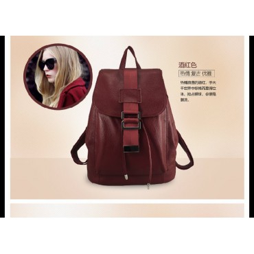 Genuine Leather Backpack Bag Dark Red 75598