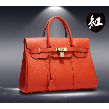 Genuine Leather Satchel Bag Red 75598