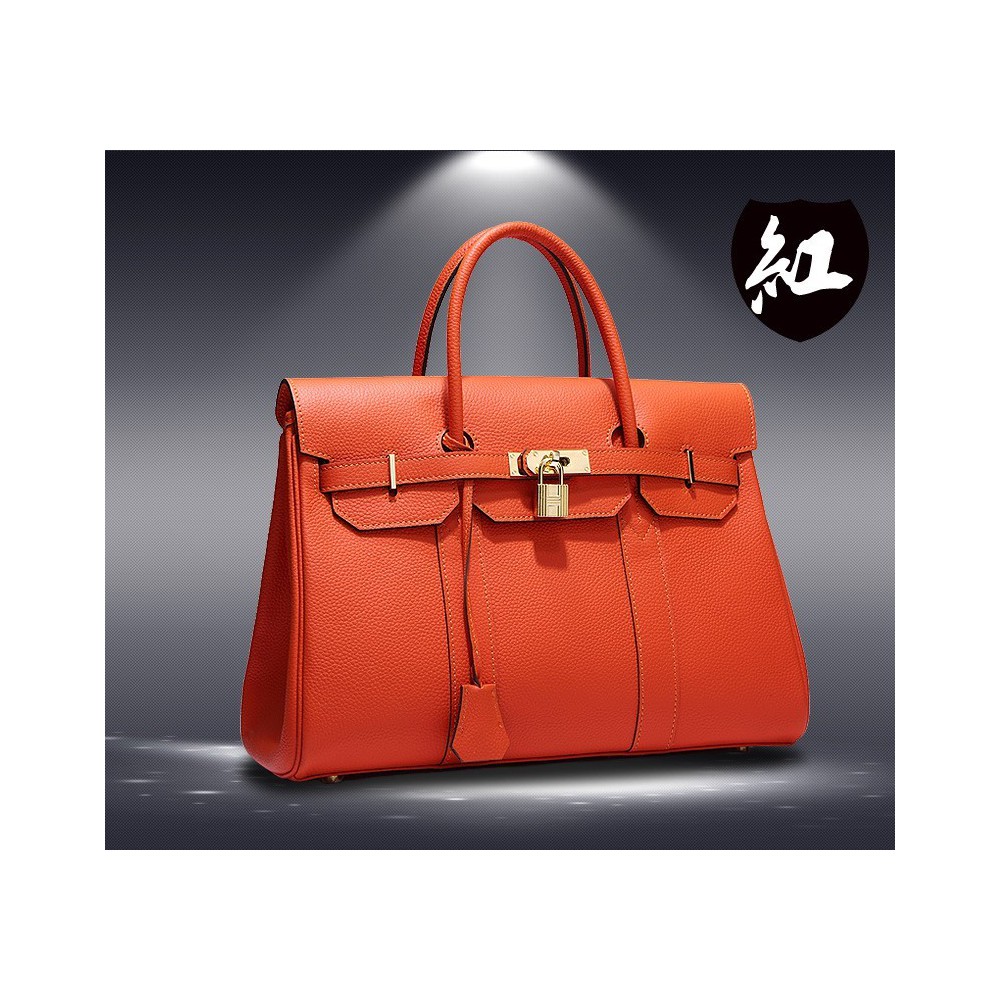 Genuine Leather Satchel Bag Red 75598