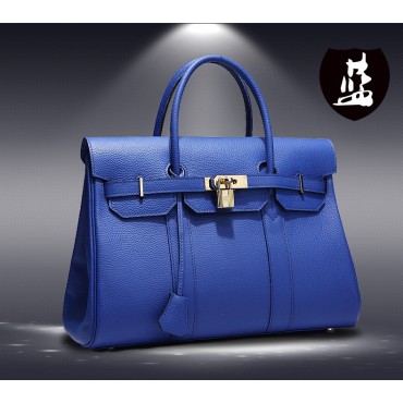 Genuine Leather Satchel Bag Blue 75598