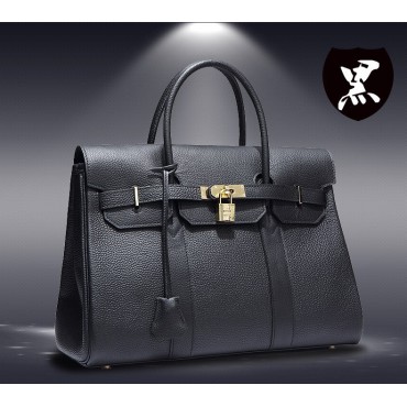 Genuine Leather Satchel Bag Black 75702