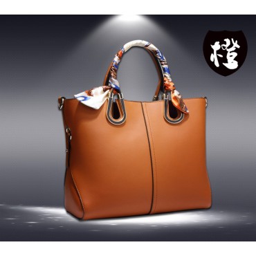 Genuine Leather Tote Bag Brown 75600