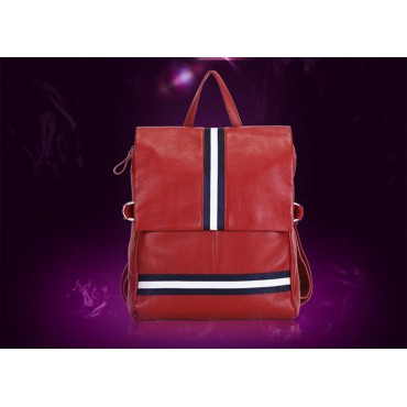 Genuine Leather Backpack Bag Dark Red 75601