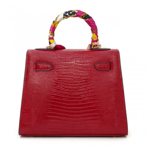 Capucine Genuine Leather Satchel Bag Red 75164