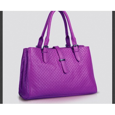 Genuine Leather Tote Bag Purple 75602