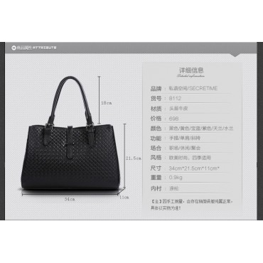 Genuine Leather Tote Bag Black 75602
