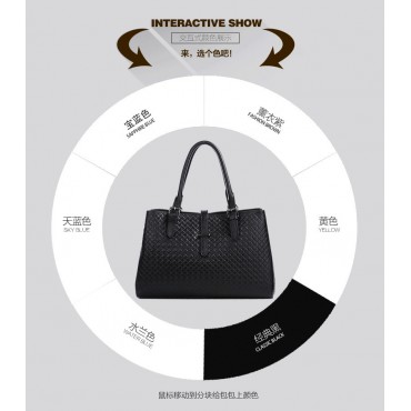 Genuine Leather Tote Bag Black 75602