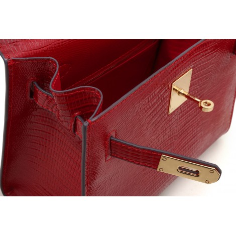 Genuine Leather Satchel Bag Red 75164