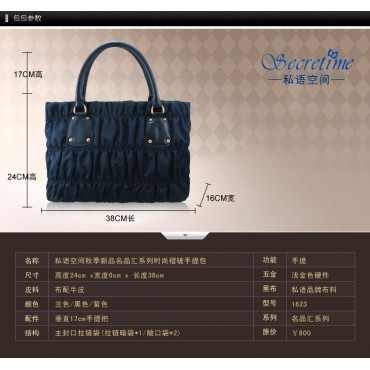 Genuine Leather Tote Bag Dark Blue 75609