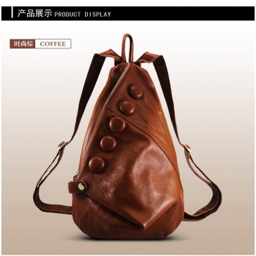 Genuine Leather Backpack Bag Brown 75610
