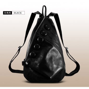 Genuine Leather Backpack Bag Black 75610