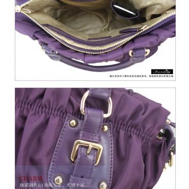 Genuine Leather Tote Bag Purple 75614