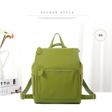 Genuine Leather Backpack Bag Green 75619
