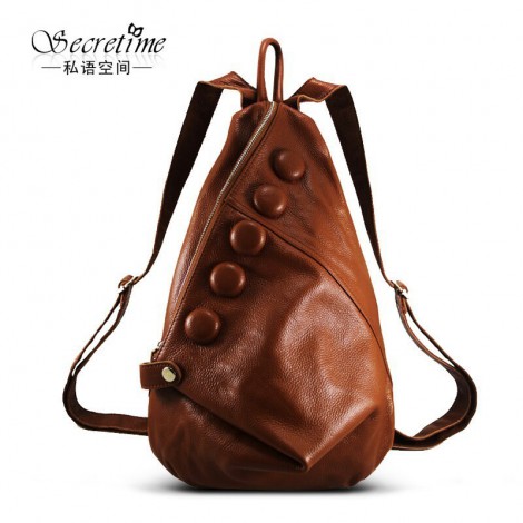 Genuine Leather Backpack Bag Brown 75622