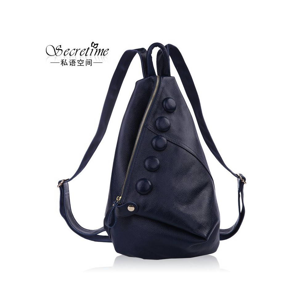 Genuine Leather Backpack Bag Dark Blue 75622