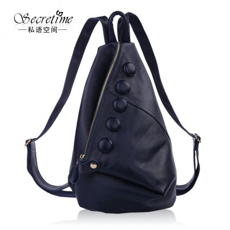 Genuine Leather Backpack Bag Dark Blue 75622