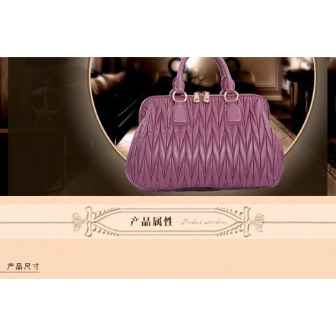 Genuine Leather Tote Bag Purple 75624