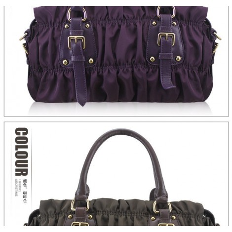 Genuine Leather Tote Bag Purple 75626