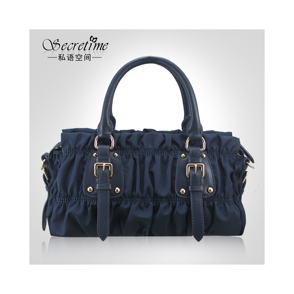Genuine Leather Tote Bag Dark Blue 75626