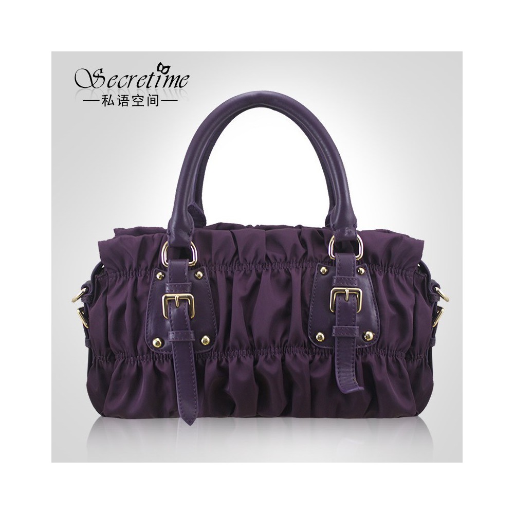 Sac à main poignée en cuir Violet 75626