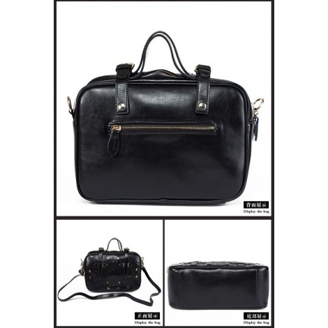 Argonce Genuine Leather Tote Bag Black 75169